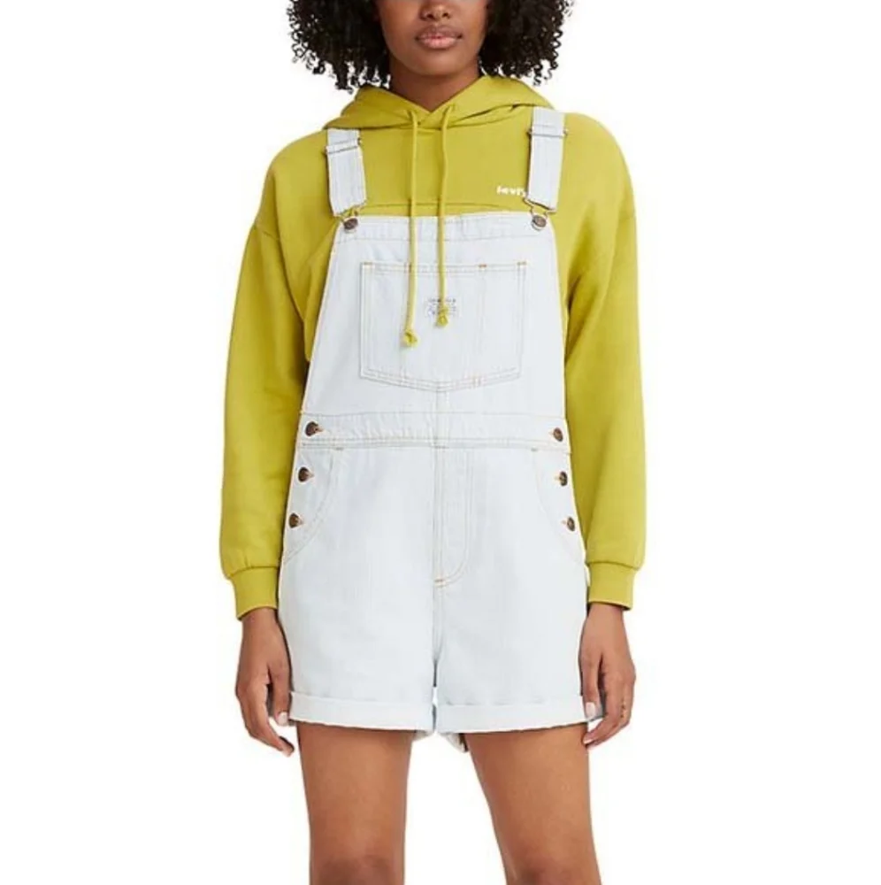 NWT Levi's * Denim Shortalls Overalls Bib Blue Striped - Picture 1 of 10